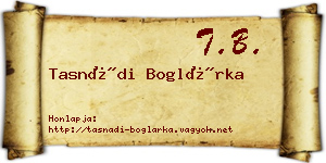 Tasnádi Boglárka névjegykártya